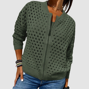 Wanita | Open-Knit Zip Cardigan