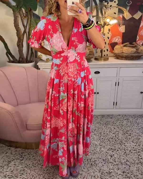 FLORIANA | FLORAL V-NECK DRESS