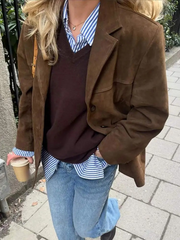 Arianwen | Brown Oversized Suede Blazer