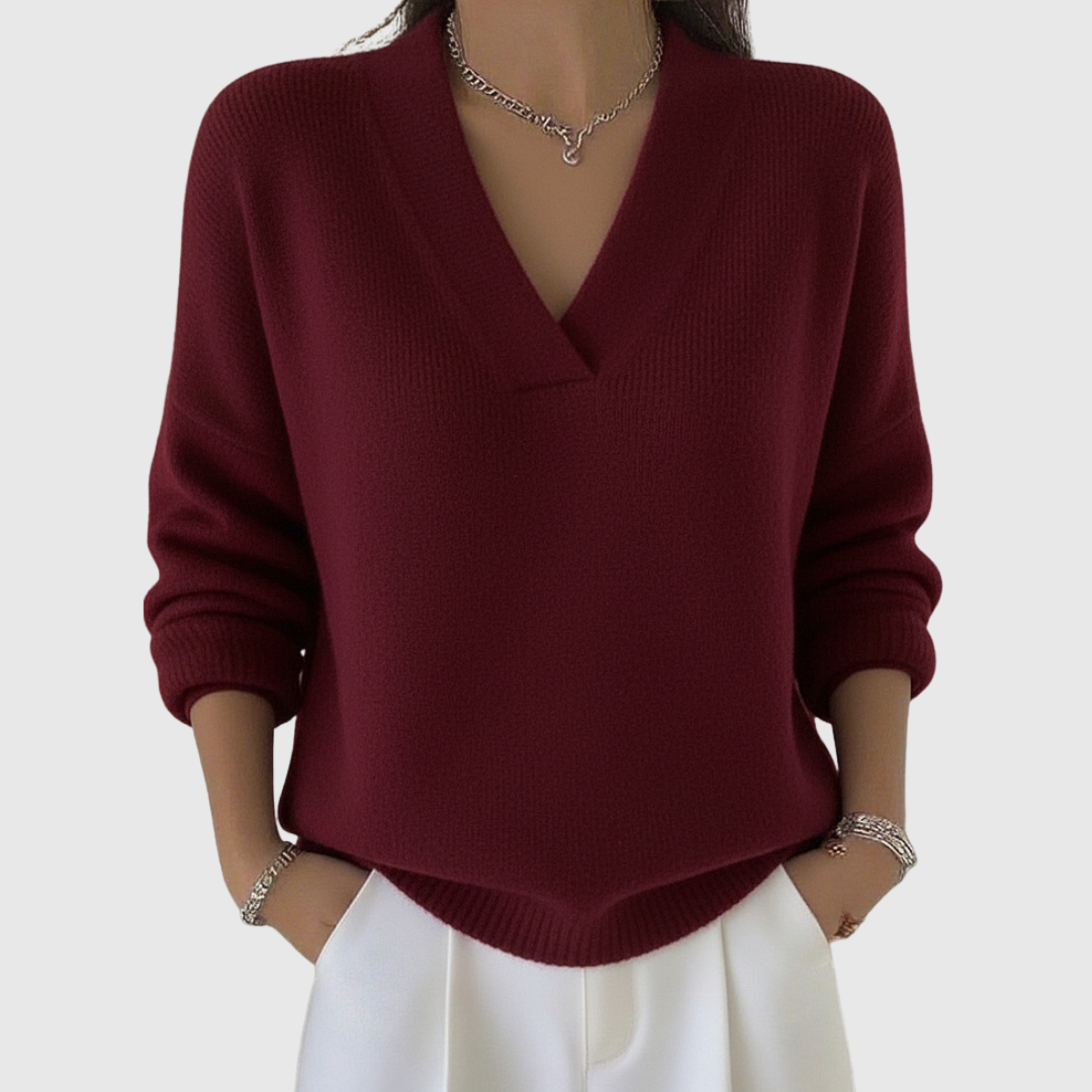 Faye | Soft Relaxed-Fit V-Neck Jumper