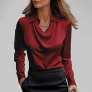 Kamie | Collared Cowl-Neck Blouse
