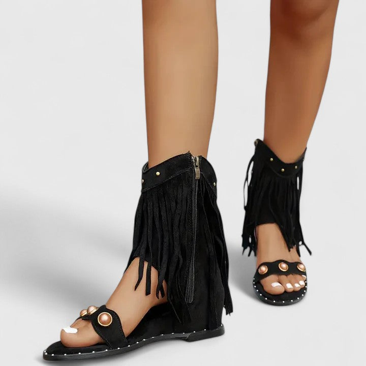 EIRA | FRINGED WIDE-FIT SANDALS
