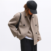 Iyanna | Round-Neck Double-Breasted Jacket