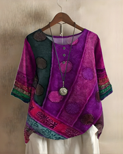 Nhi | Printed Button-Neck Blouse