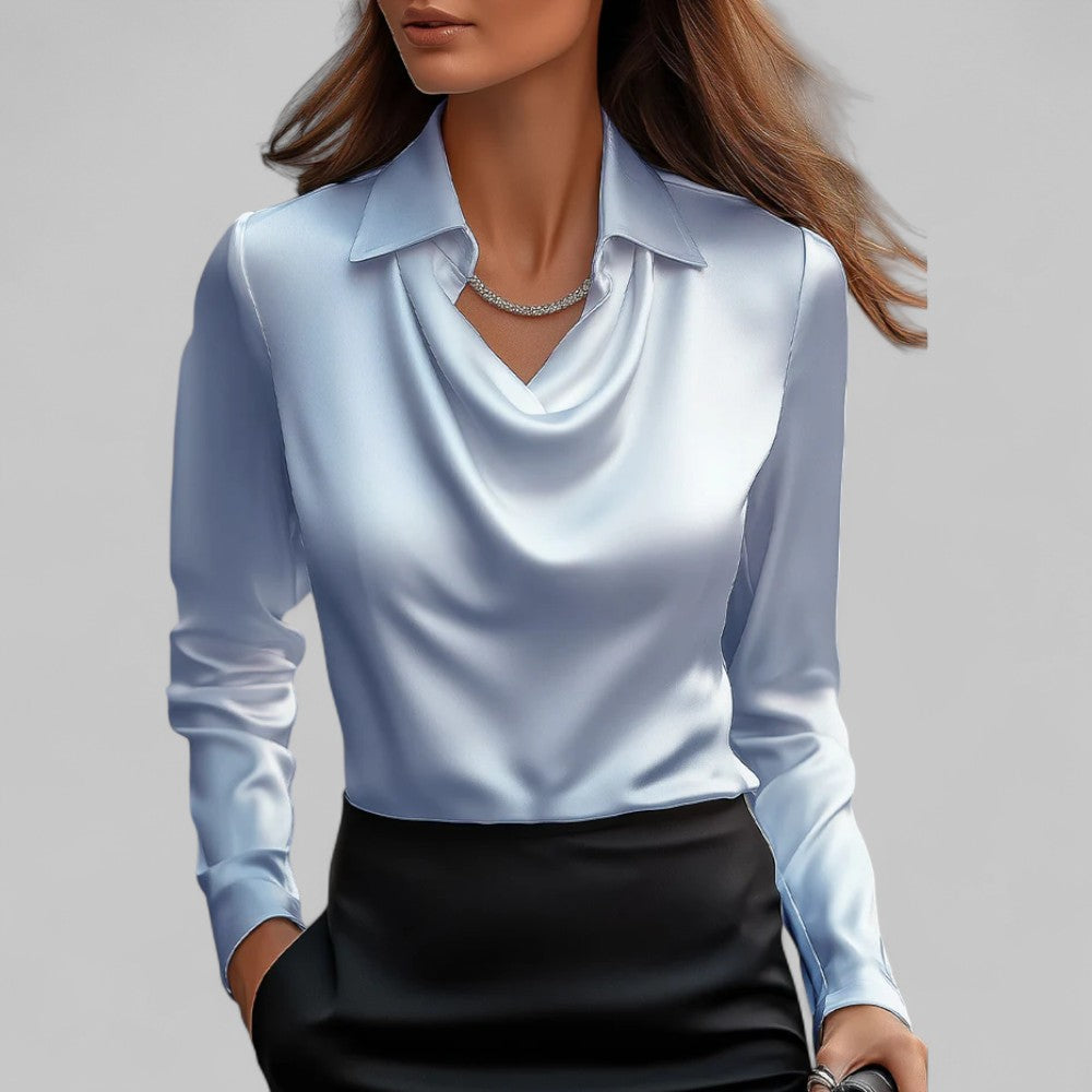 Kamie | Collared Cowl-Neck Blouse