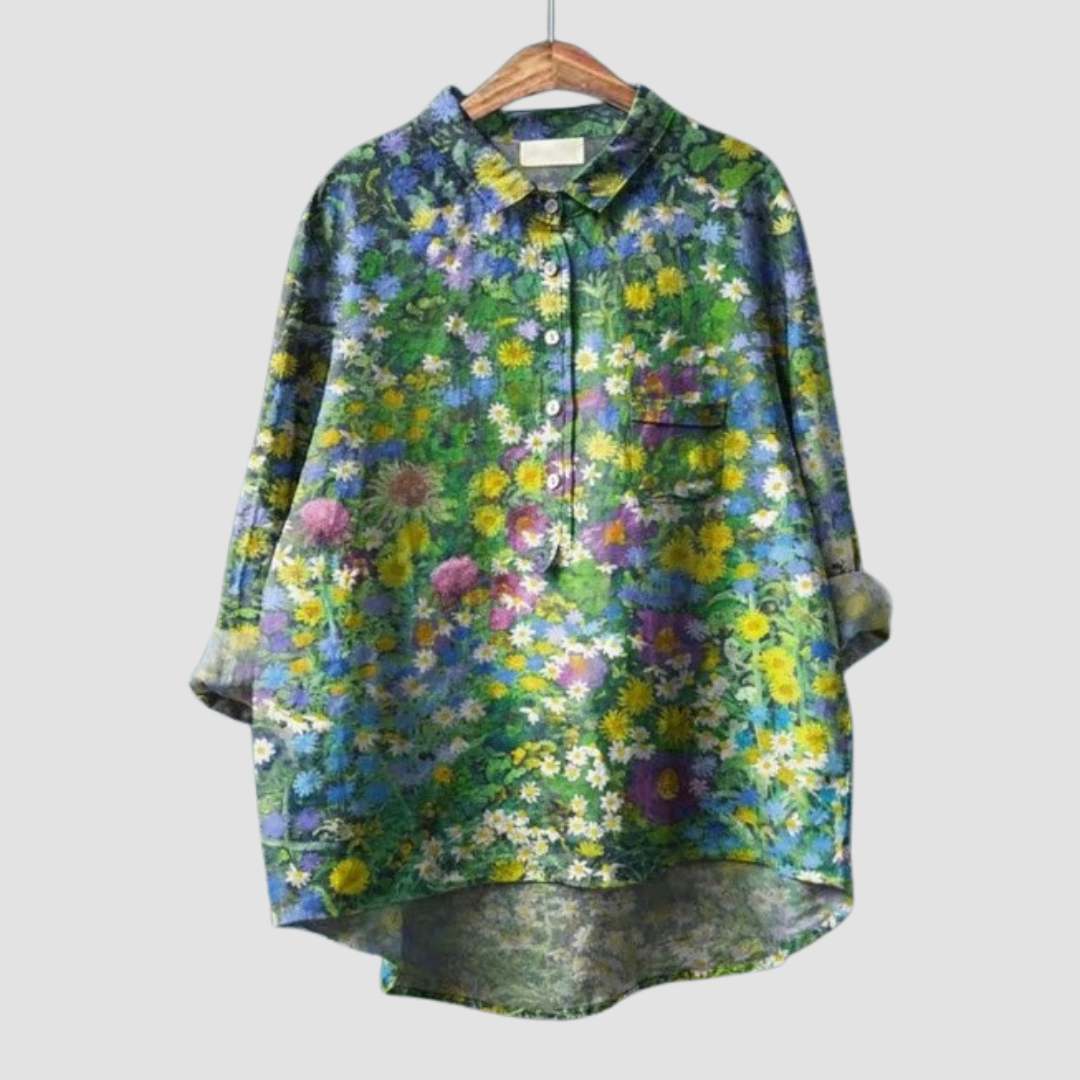 CLAIRE | PRINTED LONG-SLEEVE BLOUSE