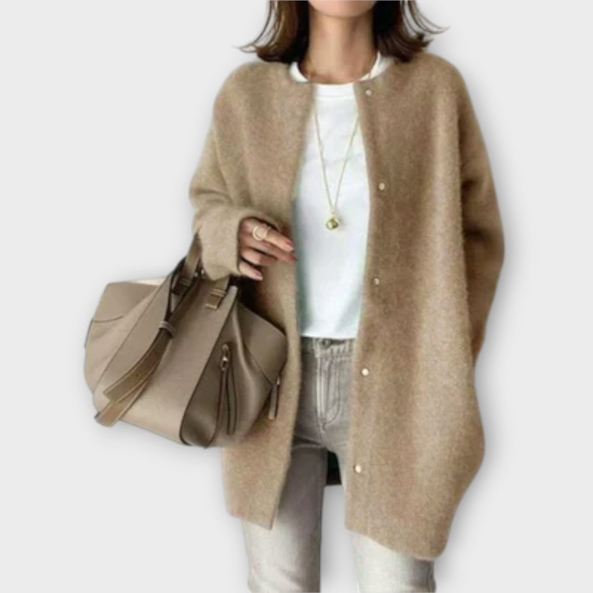 Lilly | Elegant Brown Cardigan With Button Row
