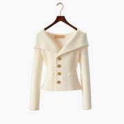 Donella | Foldover-Collar Button Cardigan
