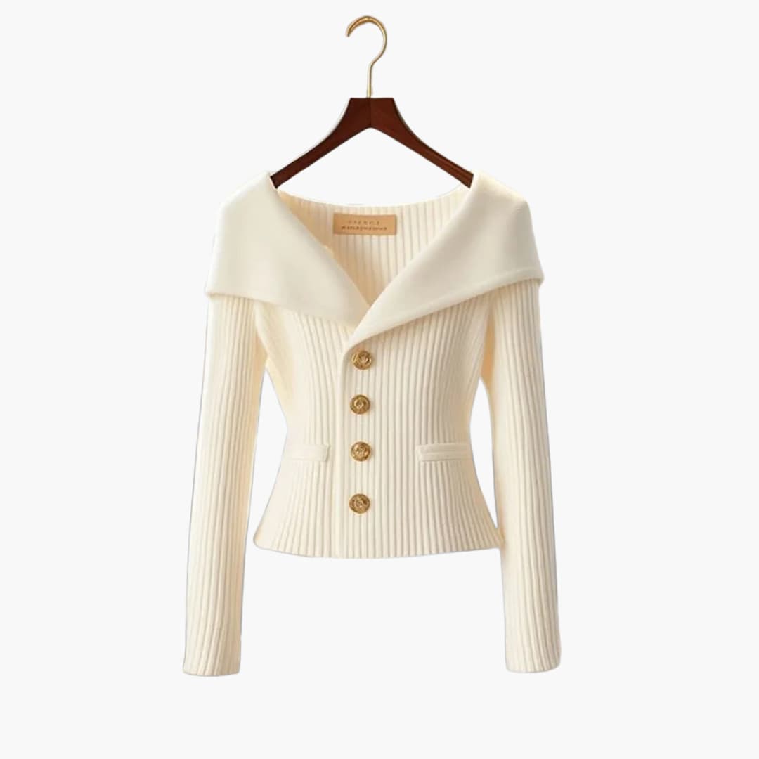 Donella | Foldover-Collar Button Cardigan