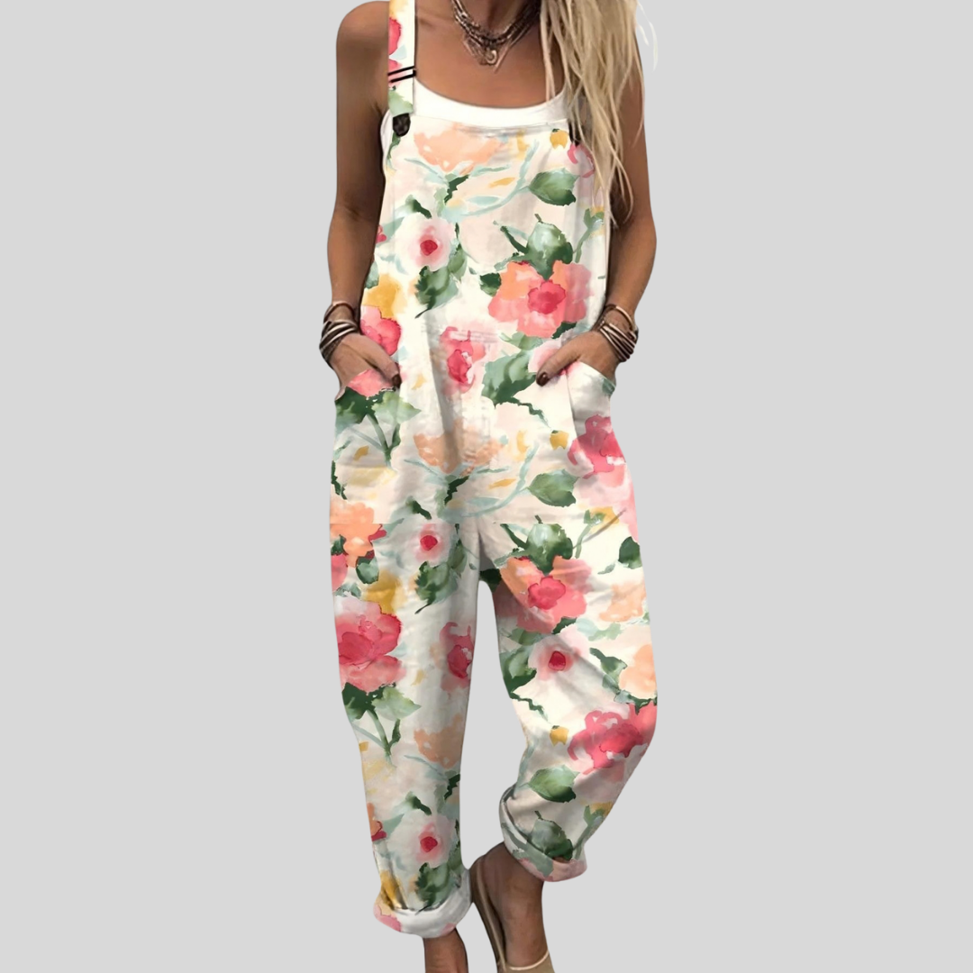 FLOWING ADJUSTABLE-STRAP CROPPED DUNGAREES
