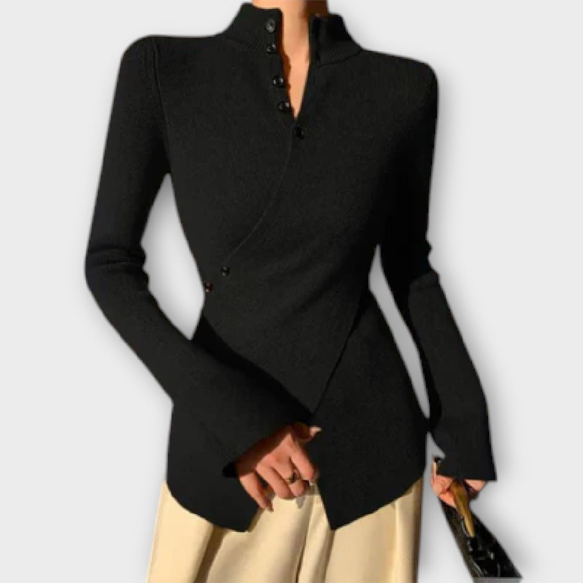 Michiko | Elegant Black Slim-Fit Jumper