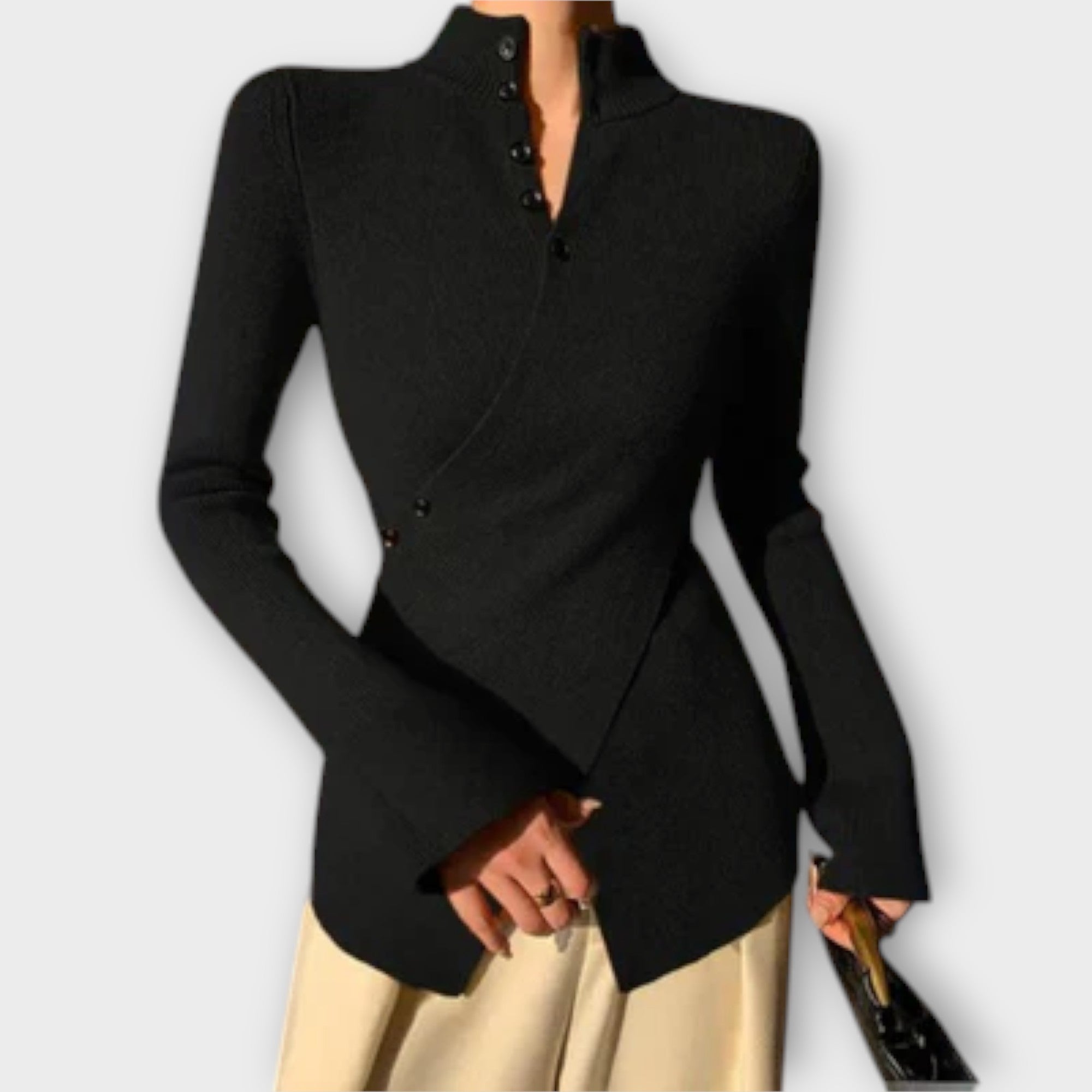 Michiko | Elegant Black Slim-Fit Jumper