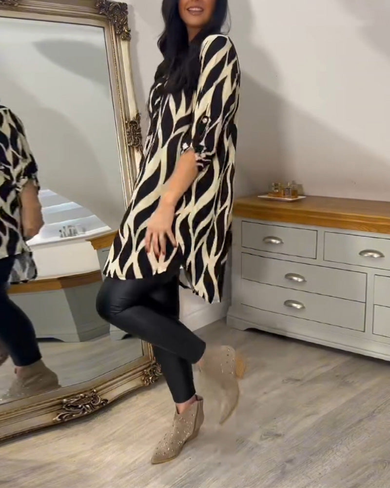 Marquisha | Patterned Longline Shirt