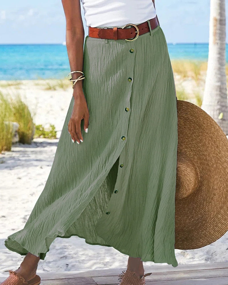 SYNDY | BUTTON-FRONT HIGH-WAISTED SKIRT