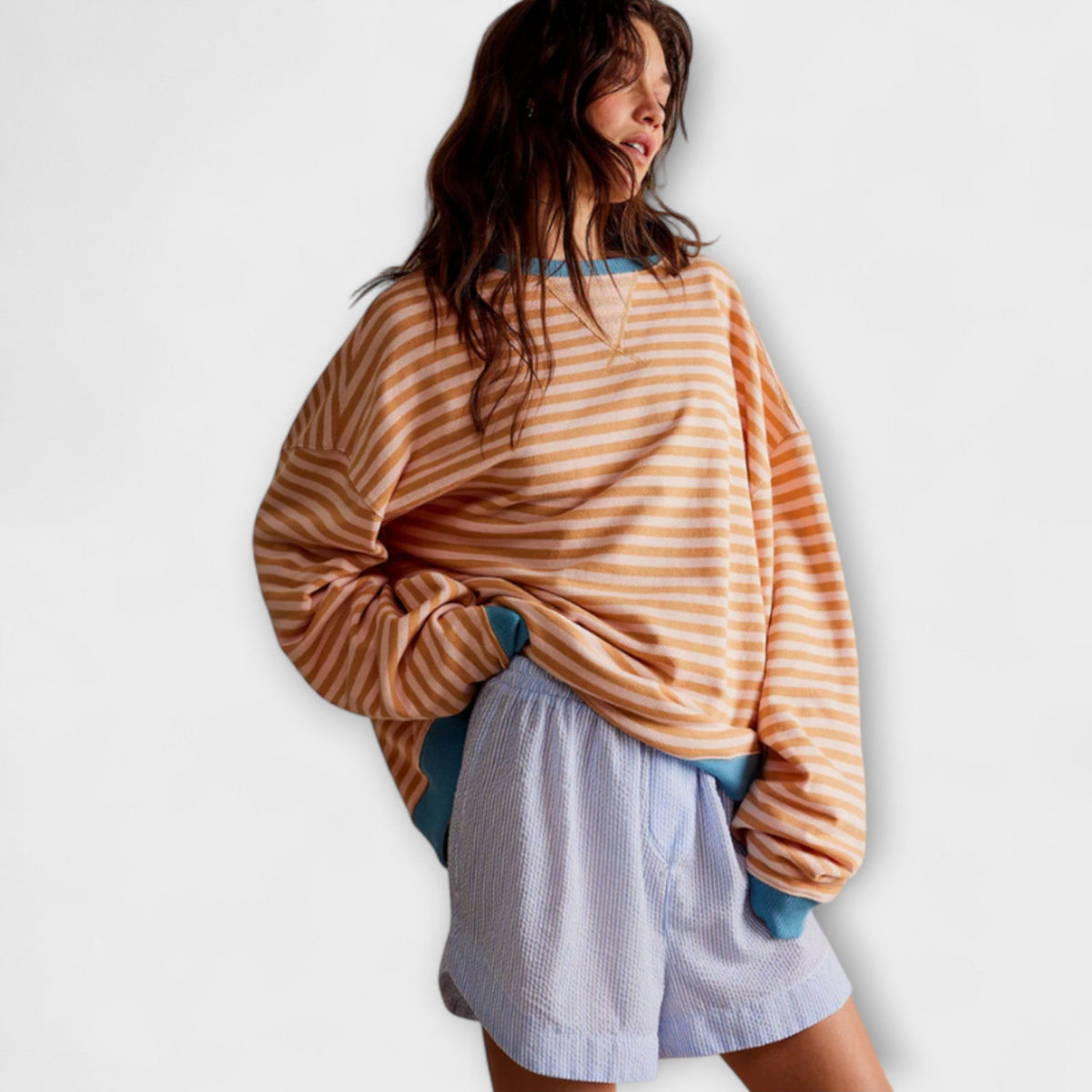 Marlene | Oversized Striped Blue And White Jumper