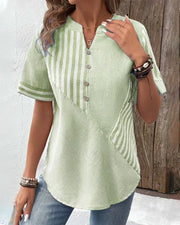 Nneka | Contrast-Stripe Button-Neck Shirt