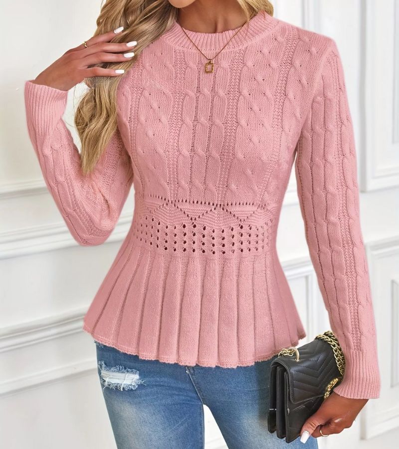 Lyndi | Cable-Knit Peplum Jumper