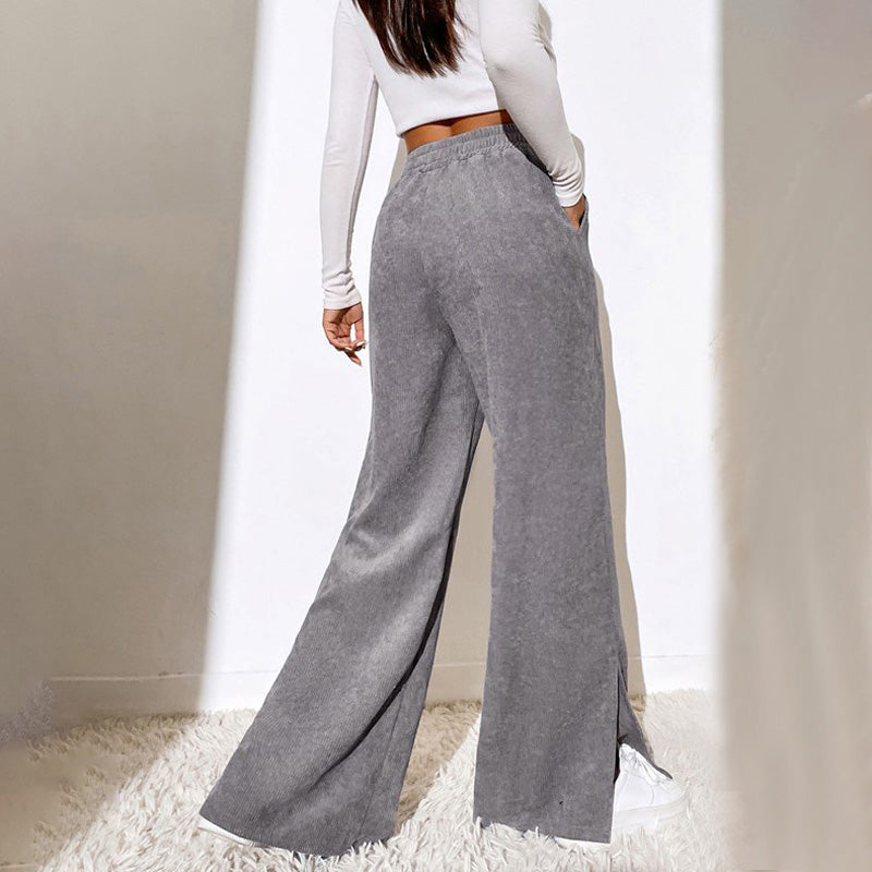 NAHLA | BUTTON-FRONT WIDE-LEG TROUSERS