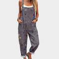 RELAXED-FIT PRINTED ADJUSTABLE-STRAP DUNGAREES