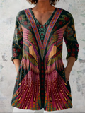 MANON | MULTICOLOUR V-NECK LONGLINE BLOUSE