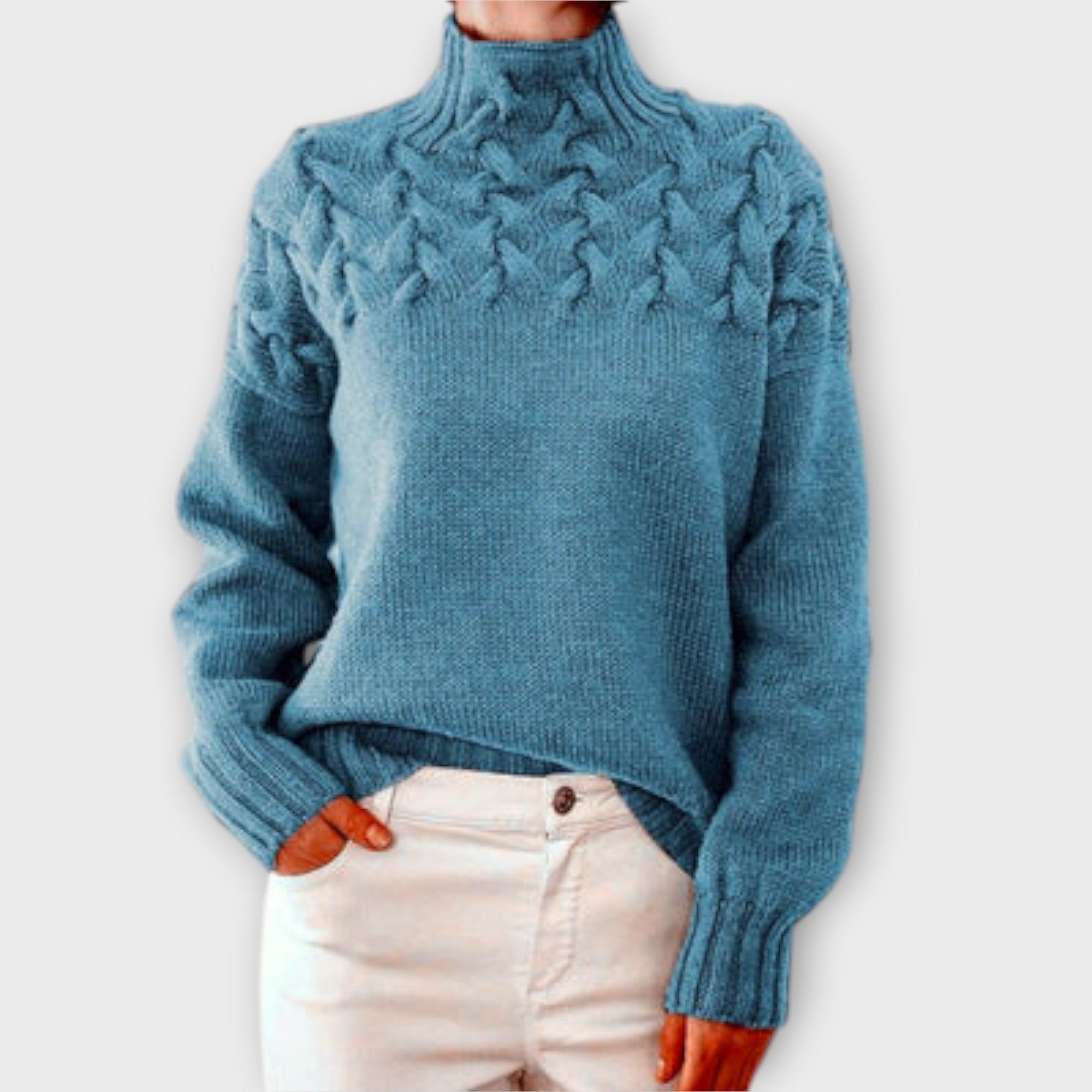 Eva | Black Jumper For Women With Cable Details