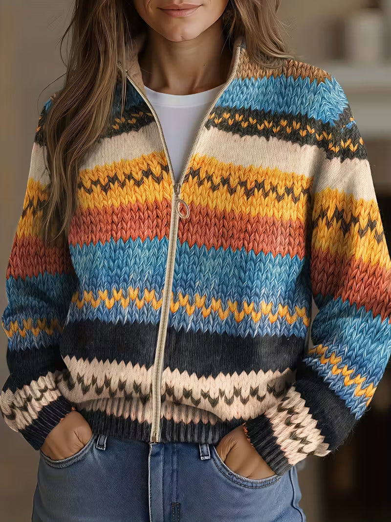 Liliana | Multicoloured Zigzag Knit Cardigan