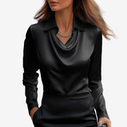 Kamie | Collared Cowl-Neck Blouse
