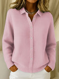 MARISSE | BUTTON-FRONT COLLARED CARDIGAN