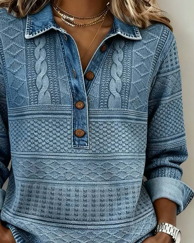 Keva | Collared Patterned Jumper