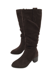Amandine ruched high suedine boots in brown