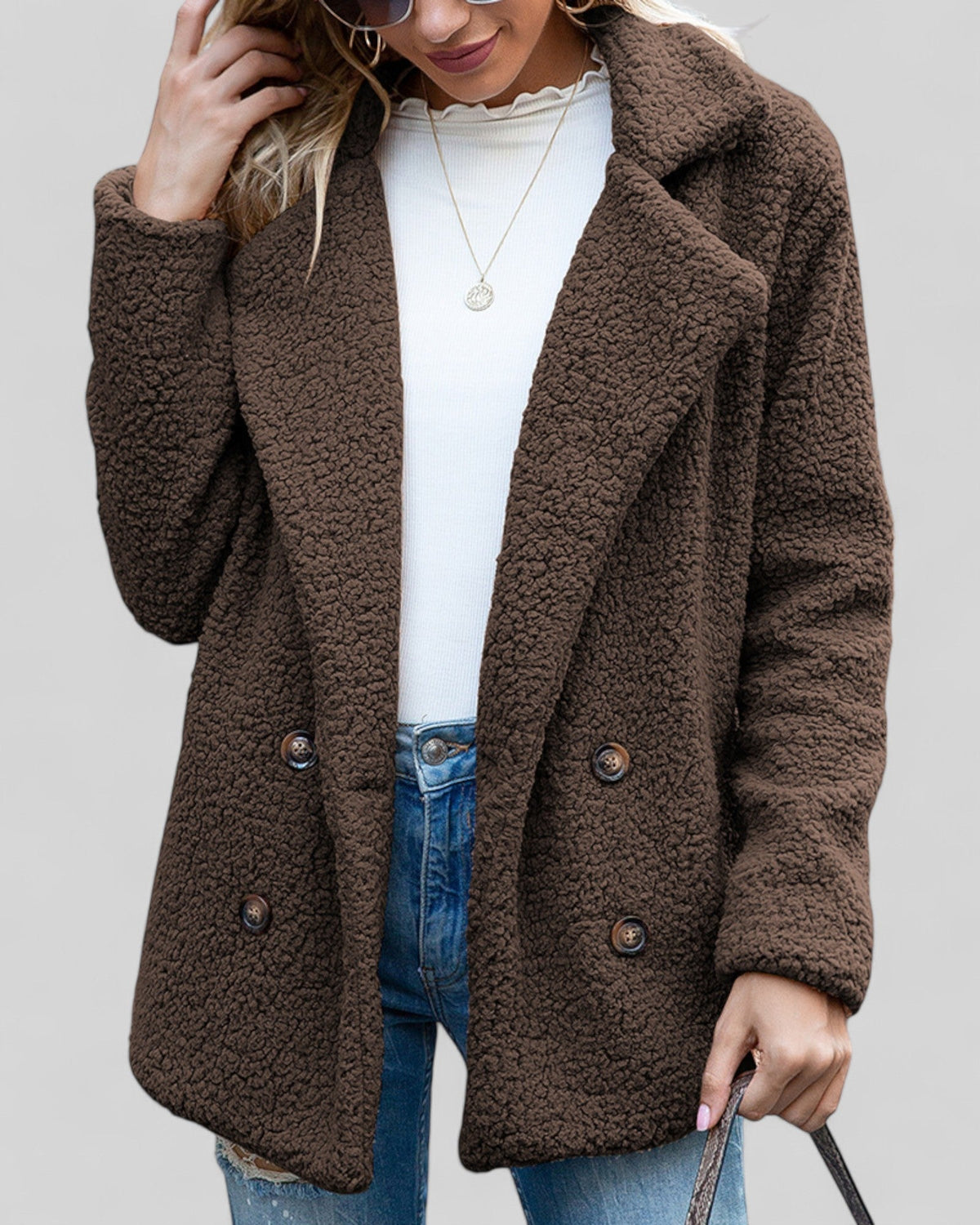 Vianey | Textured Double-Breasted Jacket