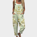 FLOWING PRINTED ADJUSTABLE-STRAP DUNGAREES