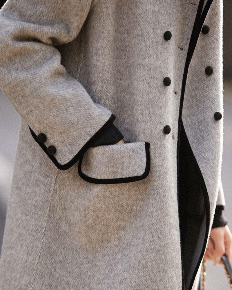 Zula | Contrast-Trim Round-Neck Coat