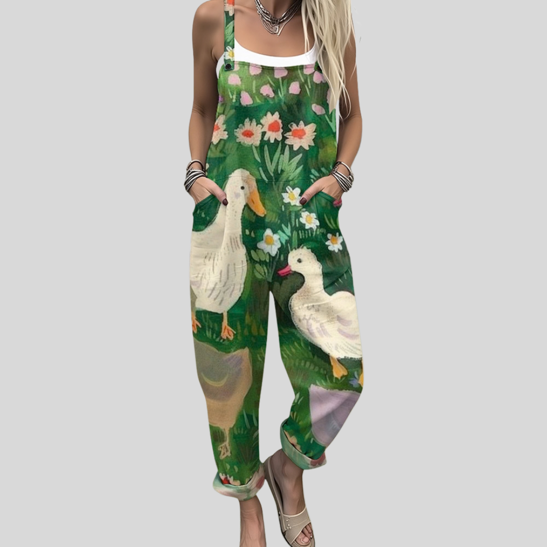 FLOWING ADJUSTABLE-STRAP CROPPED DUNGAREES