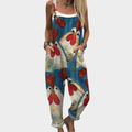 PRINTED ADJUSTABLE-STRAP DUNGAREES