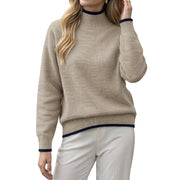 Yanet | Contrast-Trim High-Neck Jumper