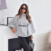 Heledd | Belted High-Neck Structured Jacket in Beige
