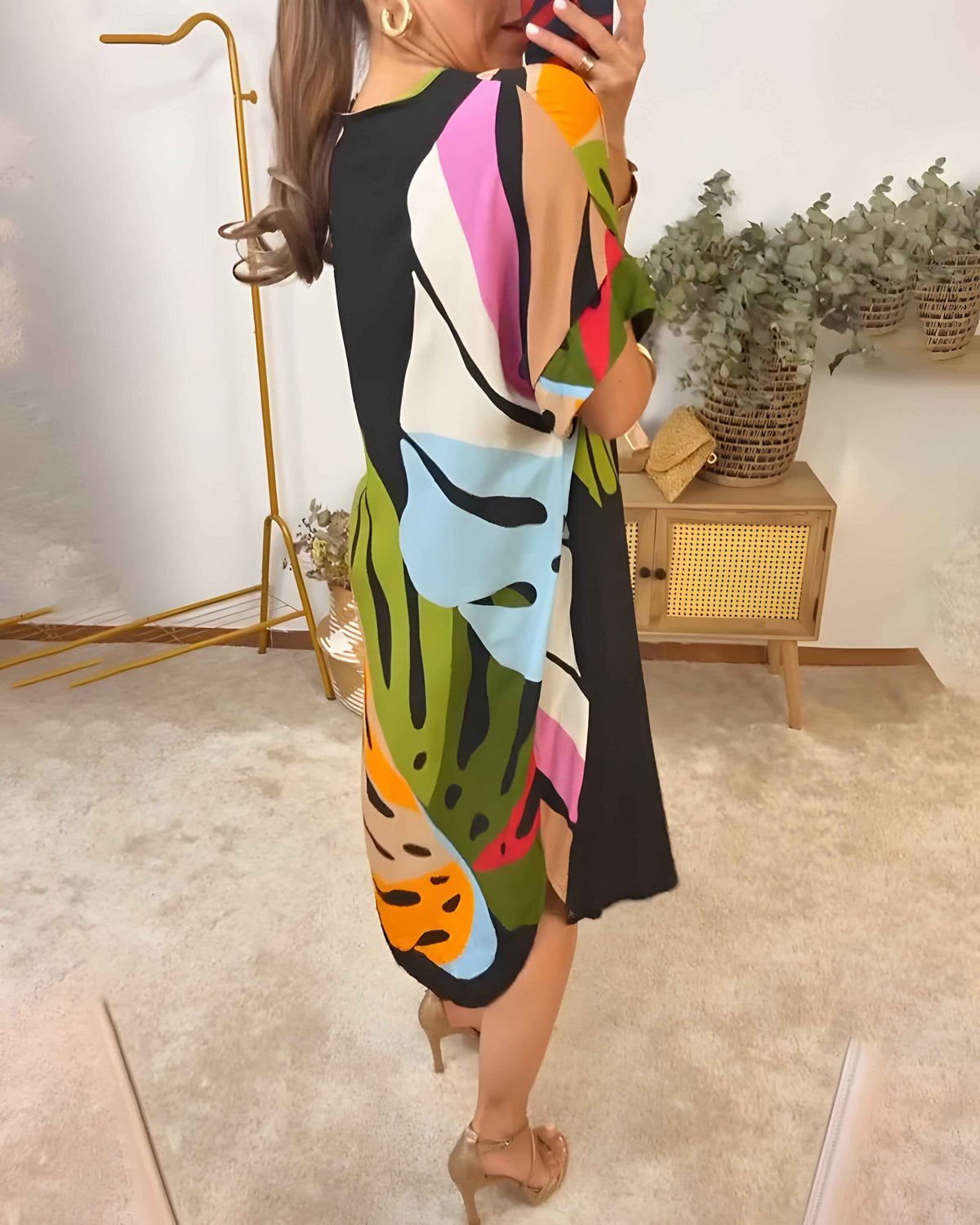 RIANNA | PRINTED SHORT-SLEEVE DRESS