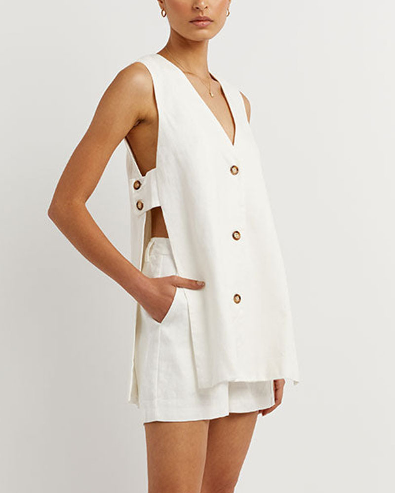 FIONA | BUTTON-FRONT SLEEVELESS CO-ORD SET