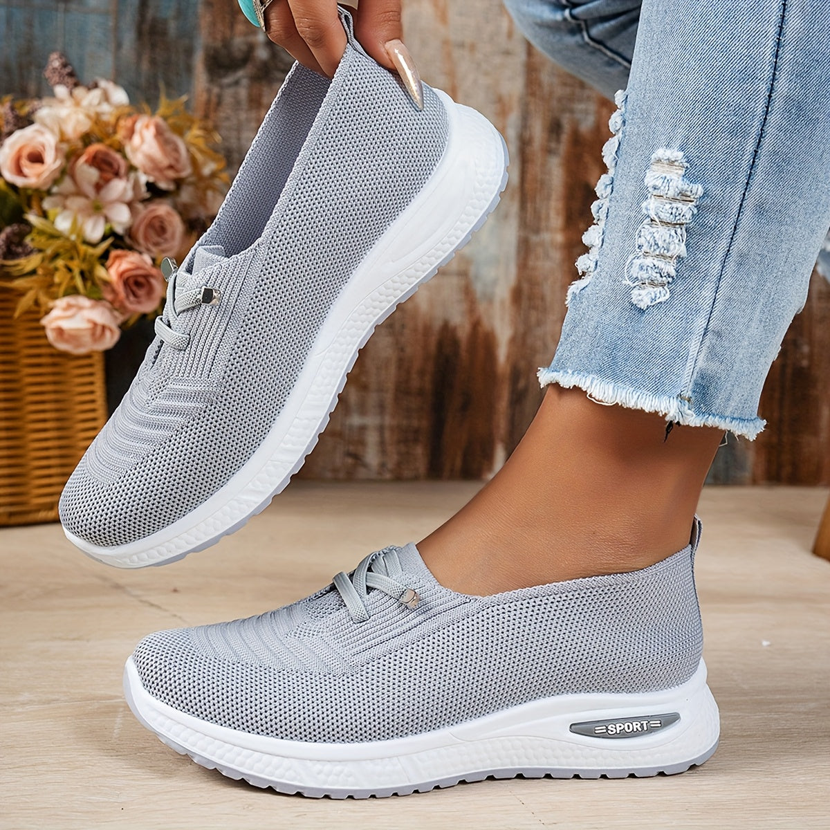 Jacquetta – Orthopaedic Knit Slip-On Trainers