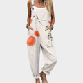 GREY PRINTED ADJUSTABLE-STRAP DUNGAREES
