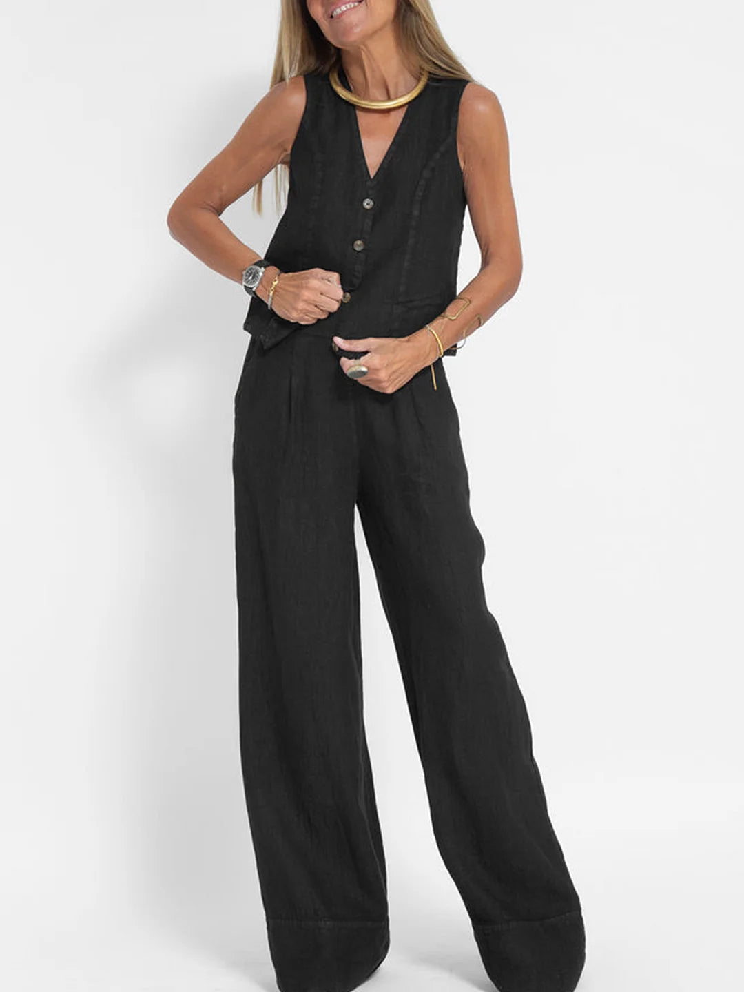 AIRA | BUTTON-FRONT SLEEVELESS CO-ORD SET
