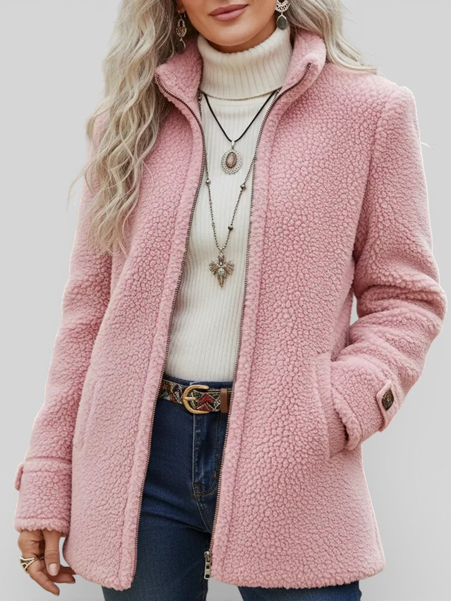 Candis | Stand-Collar Textured Zip Jacket