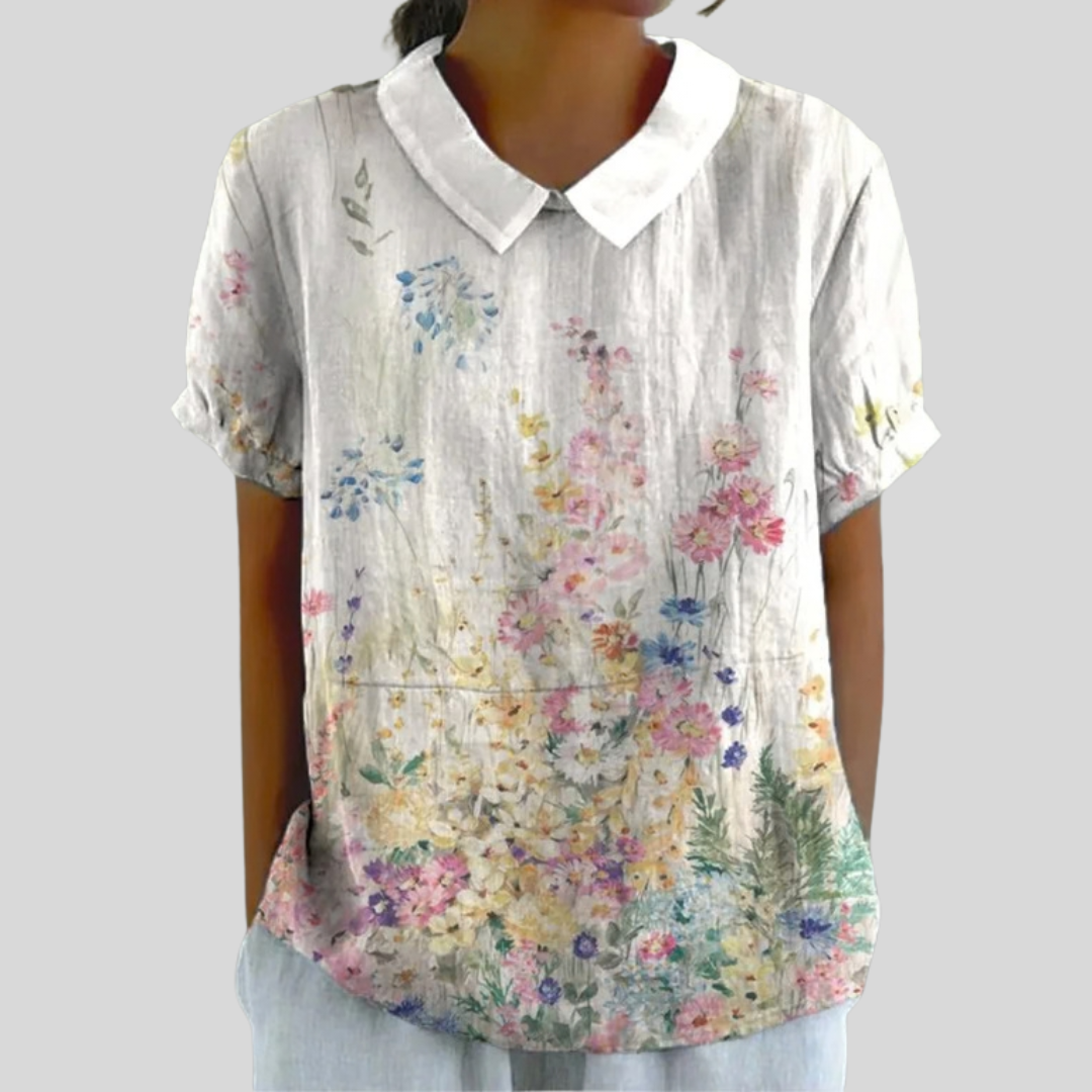 ELEGANT | FLORAL COLLARED TOP