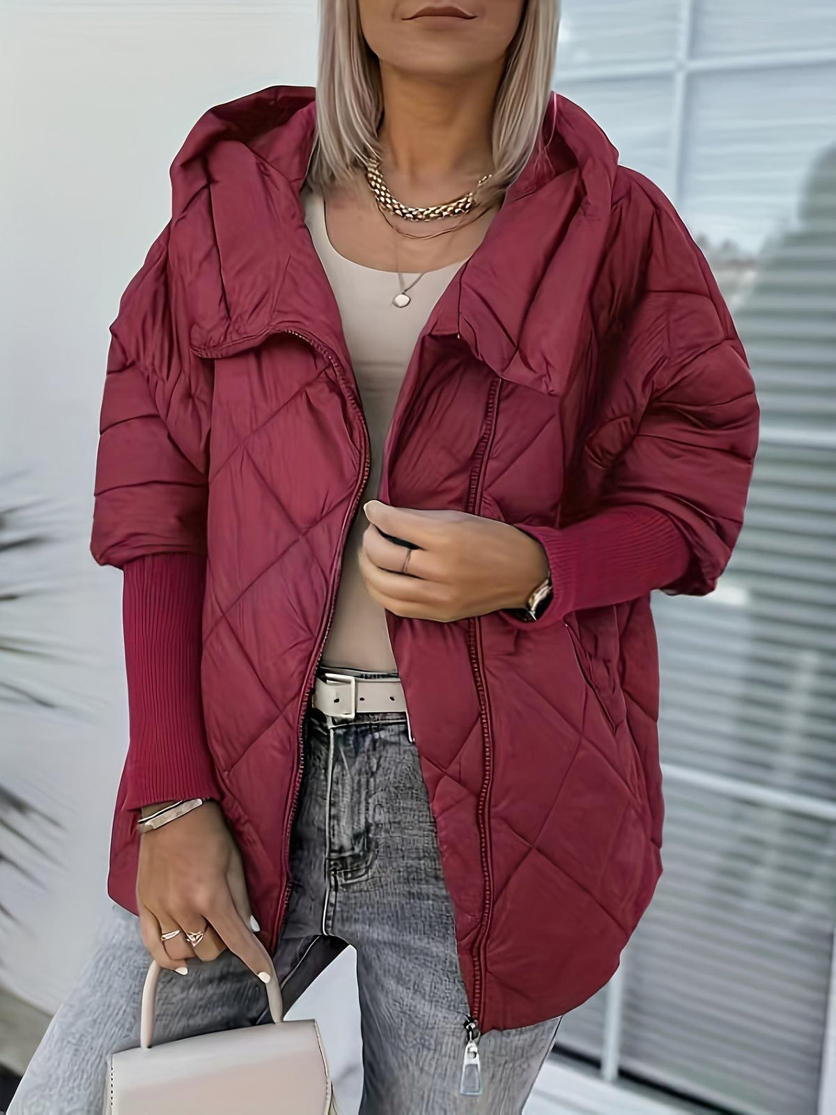 Zoie | Hooded Diamond-Quilted Jacket