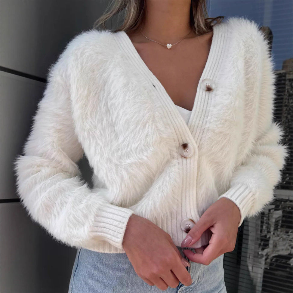 Maudie | Textured V-Neck Button Jacket
