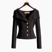 Donella | Foldover-Collar Button Cardigan
