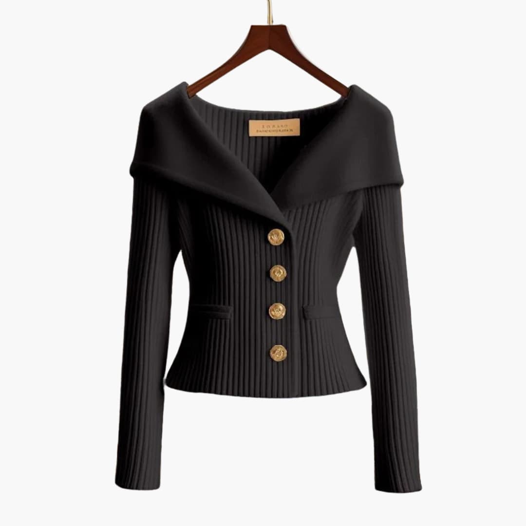 Donella | Foldover-Collar Button Cardigan