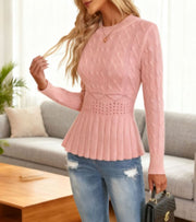 Lyndi | Cable-Knit Peplum Jumper