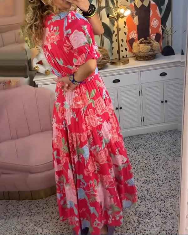 FLORIANA | FLORAL V-NECK DRESS
